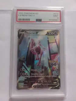 Pokemon Cards PSA Graded Mewtwo V Pokemon Go Full Art Mint Condition 072/078 - Image 1