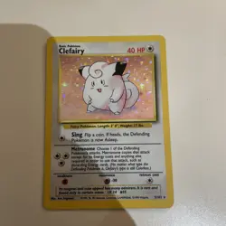 Pokemon TCG Clefairy Base Set Holo Unlimited Rare Card 5/102 Vintage - Image 1