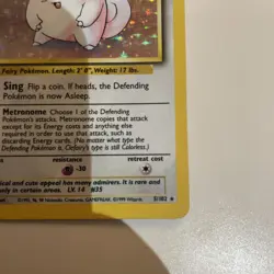 Pokemon TCG Clefairy Base Set Holo Unlimited Rare Card 5/102 Vintage - Image 5