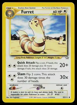 Pokemon Card Neo Genesis Furret 35/111 Uncommon - Image 1