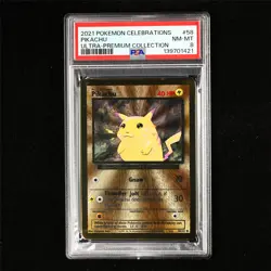 PSA 8 NM-MT 2021 Pokemon ENG Pikachu 58/102 (Gold Metal Card) - Image 2