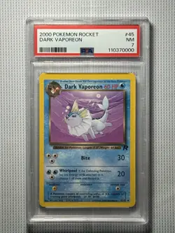 The Pokemon Company Dark Vaporeon Unlimited Uncommon PSA 7 45/82 Team Rocket - Image 1