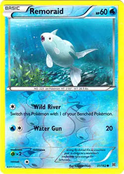 Pokemon - Remoraid - 31/162 - Common - Reverse Holo - XY - BREAKthrough - NM - Image 1