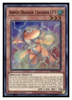 Yugioh Armed Dragon Thunder LV3 #BLVO-EN004 Super Rare Blazing Vortex LP - Image 1