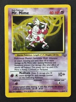 Pokemon Mr. Mime 6/64 Jungle Unlimited Holo Rare 40HP Basic TCG Card English - Image 1