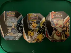 Pokemon TCG Jolteon Vaporeon Flareon V Tins FACTORY SEALED Set of 3 Eeveelutions - Image 1