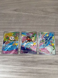 First Partner Illustration Card Set Rowlet Litten and Popplio Pokemon Cards NM - Image 1