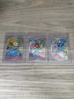 First Partner Illustration Card Set Rowlet Litten and Popplio Pokemon Cards NM - Image 3