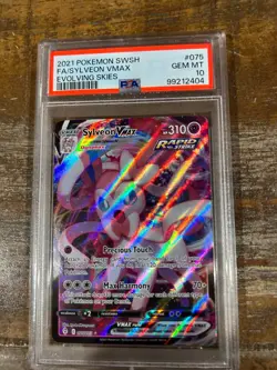 POKEMON 2021 Evolving Skies Full Art SYLVEON Vmax #075 PSA 10 Gem Mint RARE - Image 1