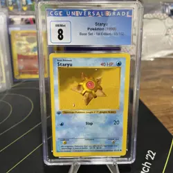 CGC 8 MINT Staryu 1999 Base Set 1st Edition 65/102 Pokemon Card psa - Image 1