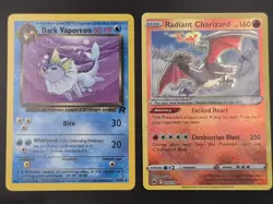 2 Pokemon Card Bundle Radiant Charizard & Dark Vaporeon 020/159 - Image 1
