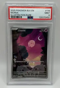 2025 Pokemon Black Bolt: Munna PSA 9 Mint #116 Illustration Rare - Image 2