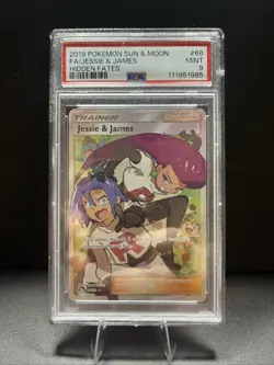 Pokemon Jessie & James Full Art Holo Card 68/68 Hidden Fates PSA 9 - Image 1