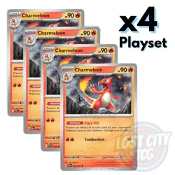 4x Charmeleon 008/091 (Playset) - Paldean Fates - x4 Playset Pokemon TCG NM - Image 1