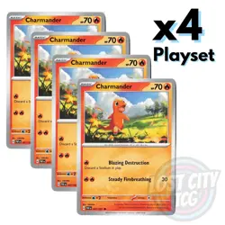 4x Charmander 004/165 (Playset) - Scarlet & Violet 151- x4 Playset Pokemon NM - Image 1