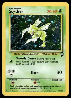 *TUE NIGHT* Scyther 17/130 Base Set 2 Holo Rare - Image 1