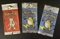 Vintage 1999 Pokemon TCG Base Set 2 Mewtwo Raichu EMPTY Booster Pack Wrappers - Image 1
