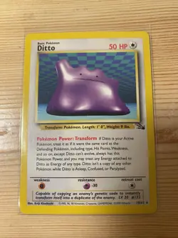Pokemon Ditto Fossil 18/62 Unlimited Regular 50 HP Rare Card 1999 - Image 1