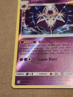 Lunala 102/236 Reverse Holo Pokemon Cosmic Eclipse NM English - Image 5