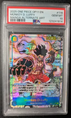 MONKEY D. LUFFY - MANGA ALTERNATE ART - PSA 10 - OP11-118 - 2025 - ENGLISH - Image 1