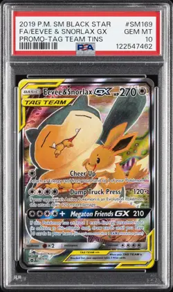 2019 POKEMON SM BLACK STAR PROMO #SM169 FULL ART/EEVEE & SNORLAX GX PSA 10 - Image 1
