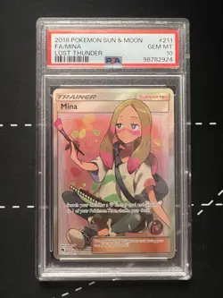 2018 POKEMON SUN & MOON LOST THUNDER MINA #211 PSA 10 GEM MINT - Image 1