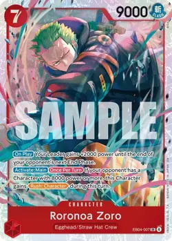 SHIPS TODAY ONE PIECE Roronoa Zoro EB04-007 SR (OP15) Adventure on Kami’s Island - Image 1