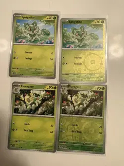 Pokemon Scarlet & Violet 013/198 Sprigatito & 014/198 Floragato - 4 Card Lot - Image 1