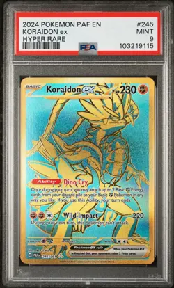 Pokemon Koraidon ex Hyper Rare SV: Paldean Fates 245/091 PSA 9 Holo Card - Image 1