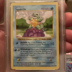 Pokemon TCG Squirtle Shadowless Card 63/102 Base Set 1999 PSA 8.5 - Image 2