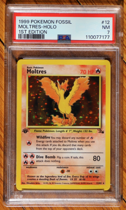 1999 Pokemon Fossil Moltres #12 1st Edition Holo PSA 7 - Image 1