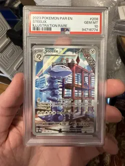 Steelix 208 Illustration Rare Pokemon Par En-Paradox Rift NM PSA 10 - Read Descr - Image 1