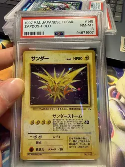 Pokemon TCG Zapdos Mystery of the Fossils 1997 Holo Japanese PSA 8 Graded Slab - Image 4