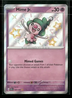 Mime Jr. 157/091 Shiny Rare Paldean Fates Holo Near Mint - Image 1