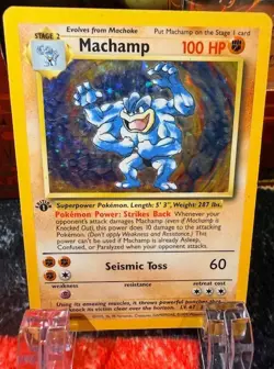 Pokemon TCG Machamp Holo 1st Edition Base Set 8/102 MP - Image 1