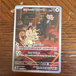 Pokemon Team Rocket's Meowth 203/182 Destined Rivals Illustration Rare Holo - Image 1