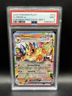 2025 POKEMON PLAY! POKEMON PRIZE PACK: SERIES 7 #014 FLAREON EX PSA 9 - Image 1