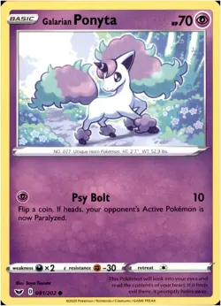 Galarian Ponyta 081/202 Common - Pokemon SWSH01: Sword & Shield Base Set LP-NM - Image 1