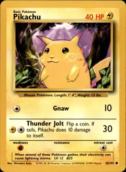 Pikachu 058/102 Normal - Pokemon Base Set - NM - Image 1