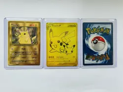 Pokemon Gold Metal Cards Charizard and Pikachu UPC 25th Anniversary Celebrations - Image 2