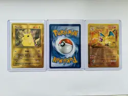 Pokemon Gold Metal Cards Charizard and Pikachu UPC 25th Anniversary Celebrations - Image 3