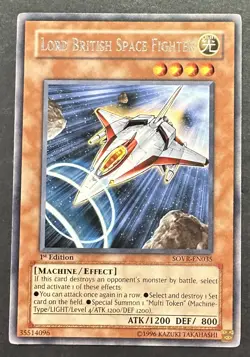 YUGIOH 1st Edition Lord Of British Space Fighter SOVR-EN035 Rare LP - Image 1