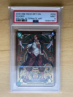2025 ONE PIECE OP11 A FIST OF DIVINE SPEED - SHANKS SP ALT ART ST16-004 - PSA 9 - Image 1