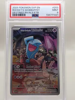Pokemon TCG Team Rockets Wobbuffet ETB Promo Card 203 PSA 9 - Image 1