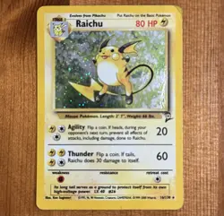 Raichu 16/130, Holo Rare, Base Set 2, Vintage WotC Pokemon TCG Card - Image 1