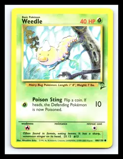 💥 WEEDLE Non Holo 2000 Pokemon Base Set 2 WOTC Vintage Card # 100/130 - Image 1