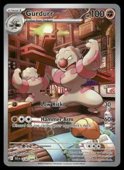 Pokemon Cards Gurdurr 126/086 Black Bolt Illustration Rare NM - Image 1