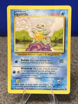🔥 Squirtle 63/102 Base Set | WOTC Unlimited Pokemon Card | LIGHTLY PLAYED - Image 1
