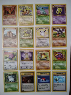 16 Vintage Pokemon Card Lot Non Holo Base Set Rares & 1st Editions MP-LP - Image 1