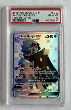 PSA 10 Decidueye GX SV47/SV94 Pokemon Hidden Fates Holo Graded Card - Image 1